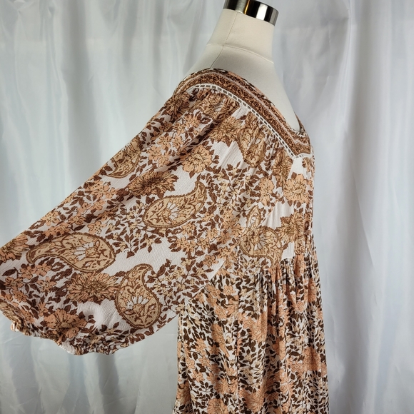 Wendy Bellissimo Floral Boho Balloon Sleeve Womens Maternity Dress Size Large - Picture 9 of 16